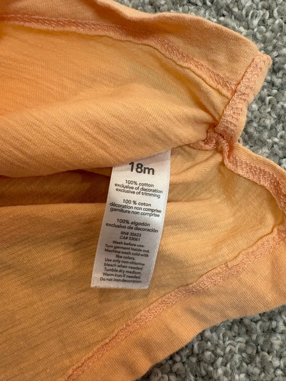 Carter's Peach Short Sleeve Tee with Pineapple Pocket